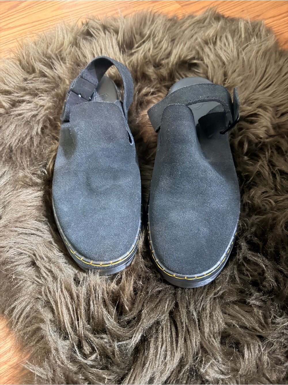 Dr. Martens Black Suede Women's Slingback Clog Mules